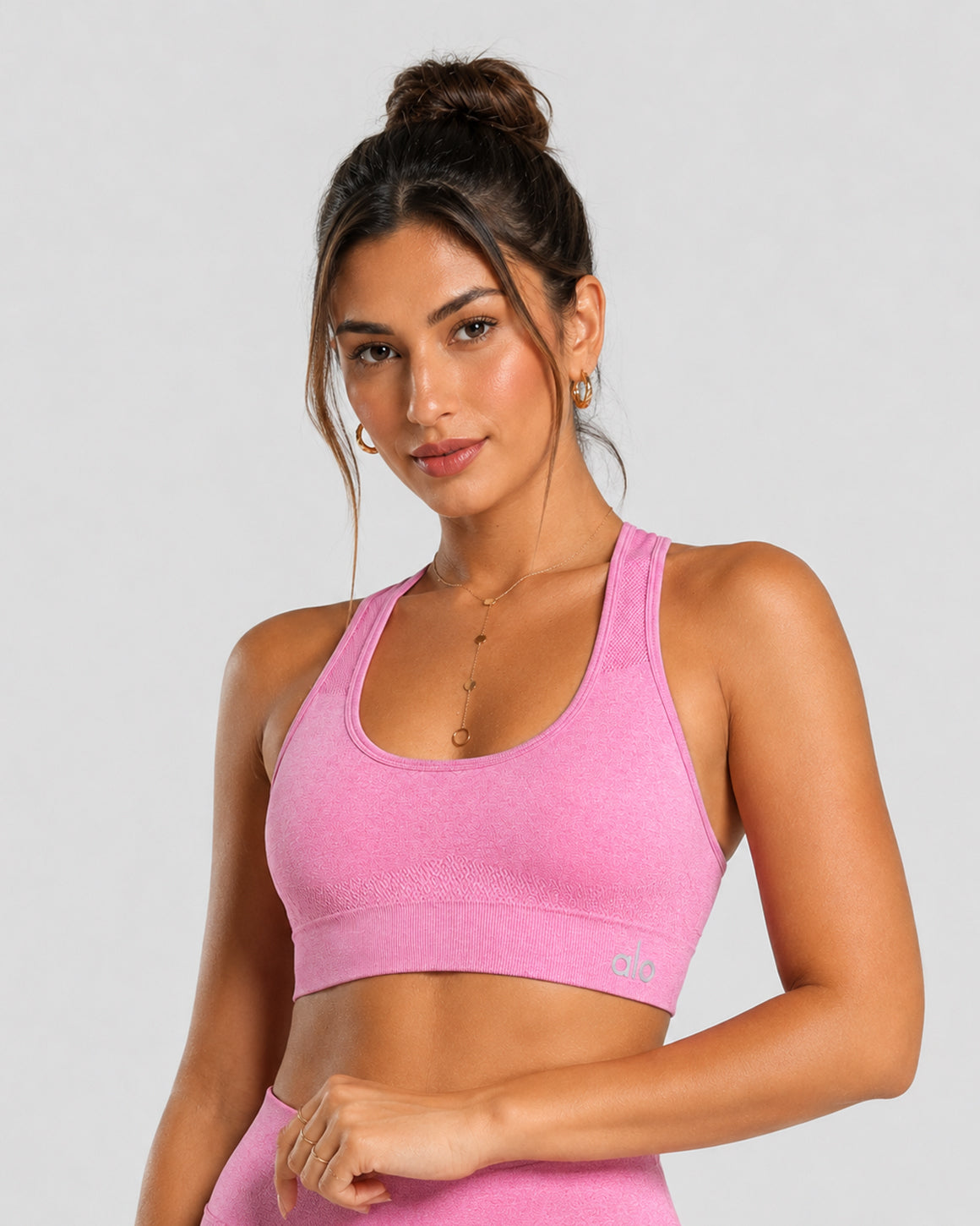 ALO MOVE PINK SEAMLESS SPORTS BRA